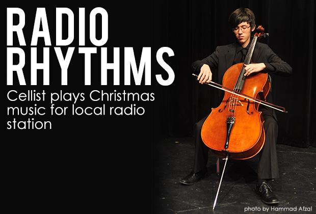 Cellist Plays Christmas Music for Local Radio Station