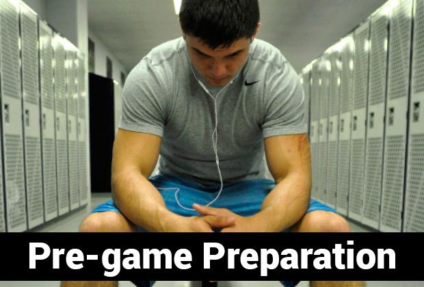 Senior Christian Snow prepares for a game by listening to a song and completing his pre-game rituals.