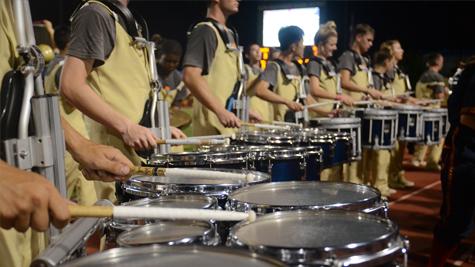 The school's drumline has been rehearsing since August in order to maintain their skill level.