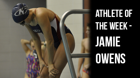 Senior Jamie Owens prepares to swim for her next event.