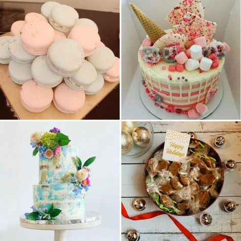 Nelia Shehaj bakes one of a kind desserts and treats such as macarons (pictured top left), vanilla cake with Nutella buttercream filling and Mexican Vanilla buttercream (pictured bottom left), Neopolitan cake with Swiss buttercream (pictured top right), and salted carmels (pictured bottom right).