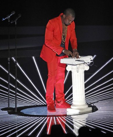 Kanye West performing the song Runaway at the 2010 MTV Video Music Awards on September 12 2010 at The Nokia Theatre in Los Angeles, California.
