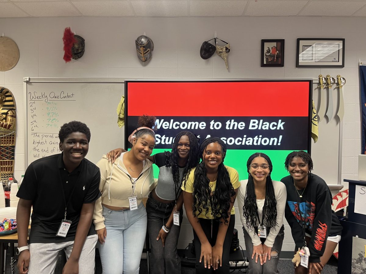 Black Student Association Officers for 2024-25, left to right: junior and Secretary Samuel Pani, Activities Director and senior Nola St. Germain, Assistant Activities Director and junior Kenaniah LaRose, President and junior Ase Adewunmi, Social Media and junior Simone Henderson, Treasurer sophomore Asiah Wilson.